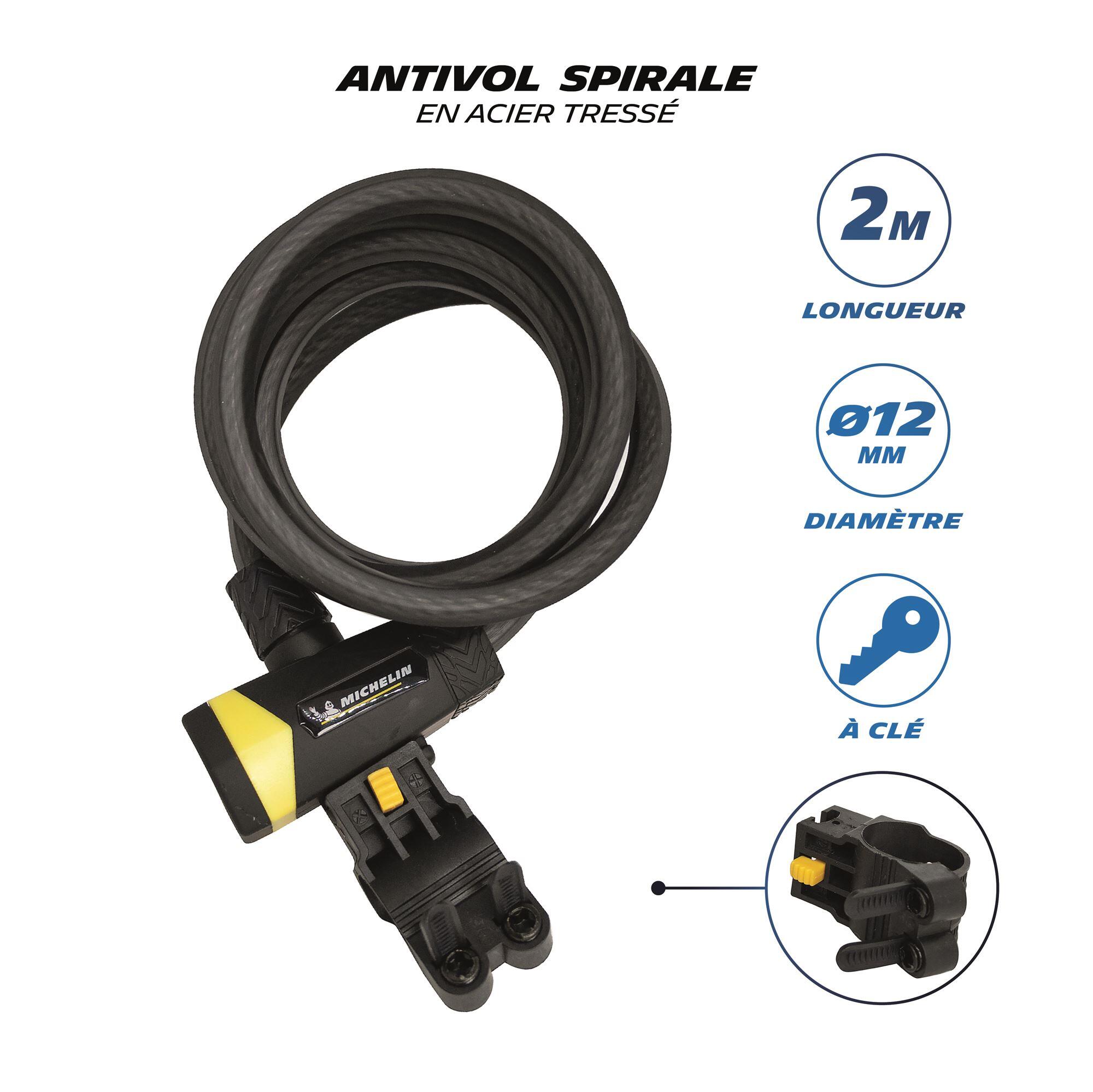 Antivol spirale à clés MICHELIN avec support cadre 5/7