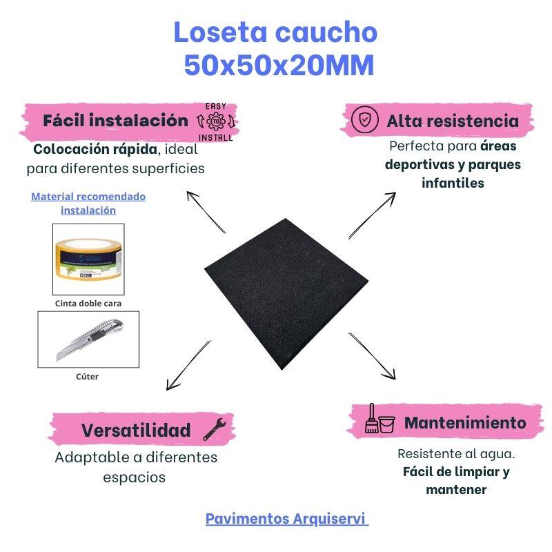 GYM EN CASA Pack 12. Losetas de Caucho 50x50cmx20mm(Negro) 2/8