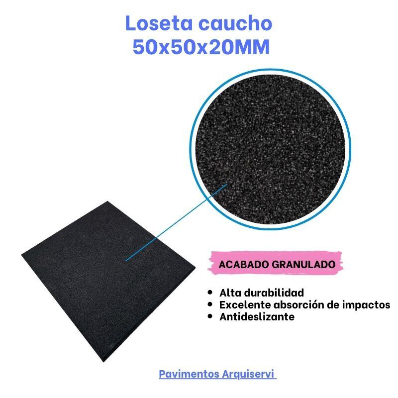 GYM EN CASA Pack 12. Losetas de Caucho 50x50cmx20mm(Negro) 4/8