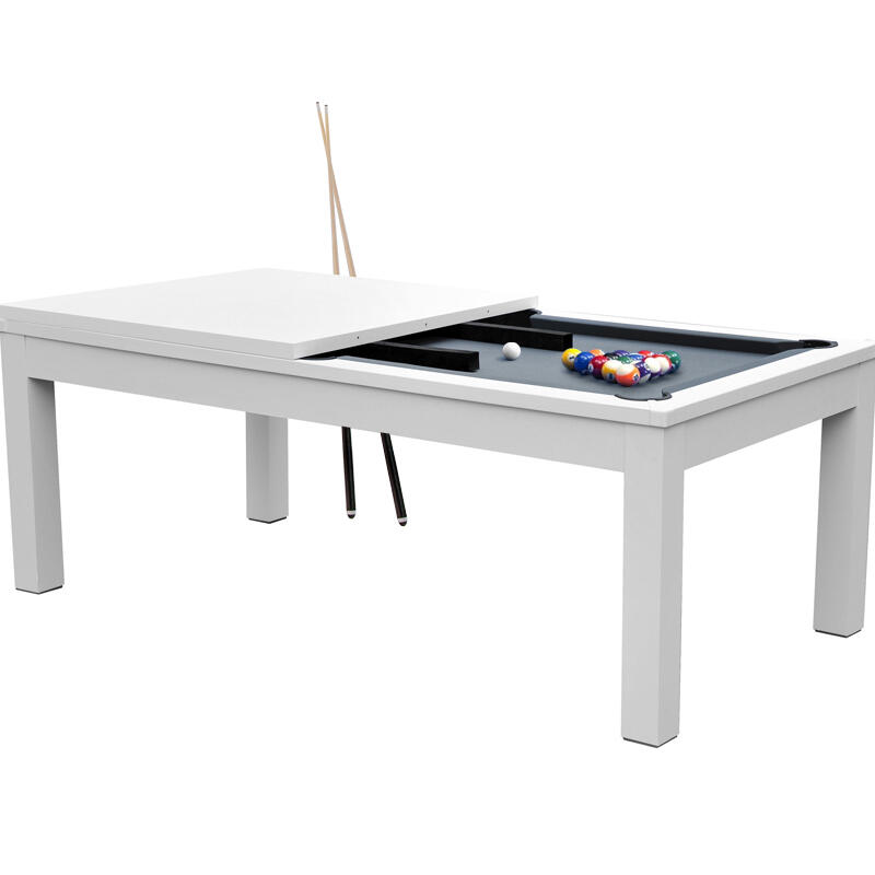 Table de billard convertible blanche tapis gris
