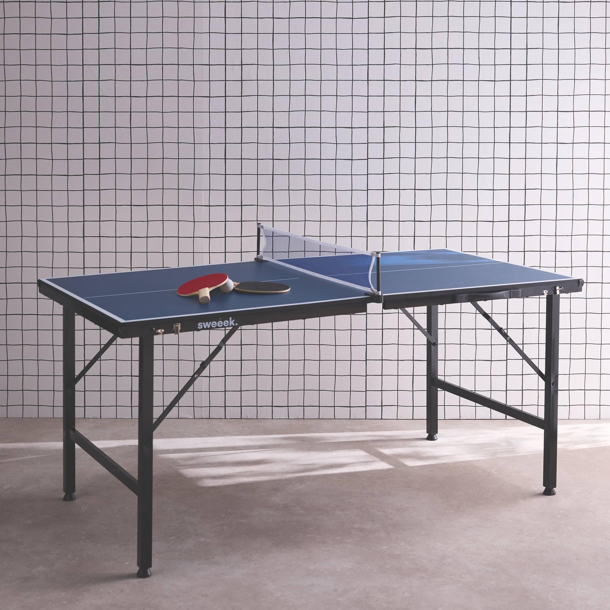 Mini table de ping pong pliable 150x75cm INDOOR bleue | sweeek 2/6