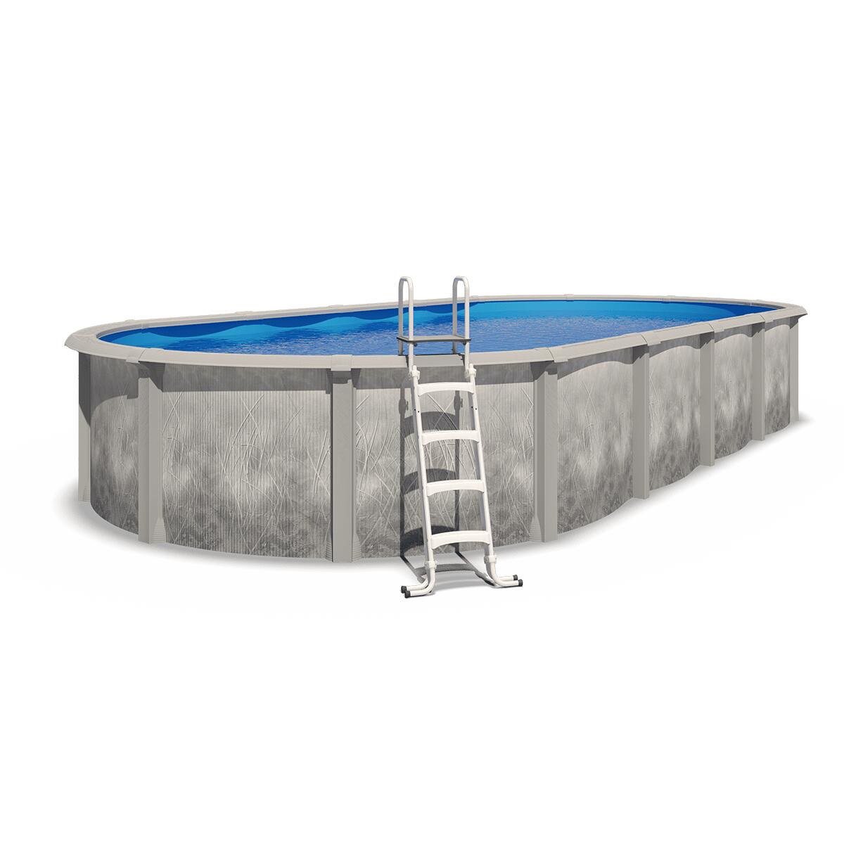 Trigano - Piscine Hors Sol Acier Et Résine Ovale 9,15 X 4,55 X 1,32 M Gris Dégradé Liberty - Piscine - Gris - Taille Unique - Decathlon