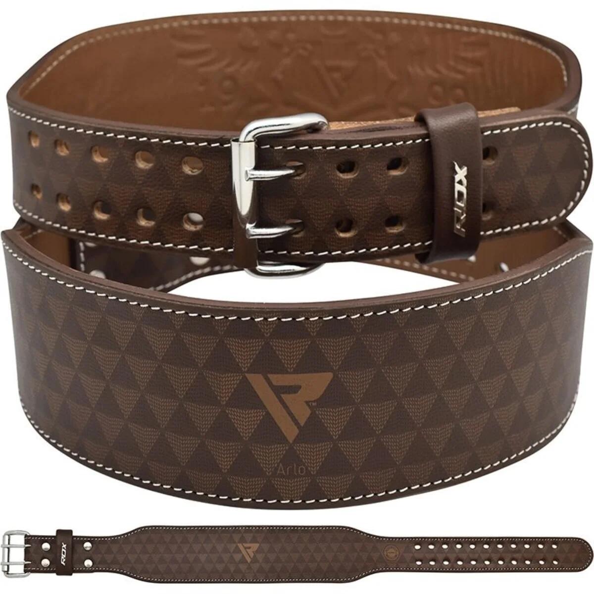 RDX SPORTS ARLO 4 Inch Medium Tan Leather Weightlifting Belt - Größe: XL