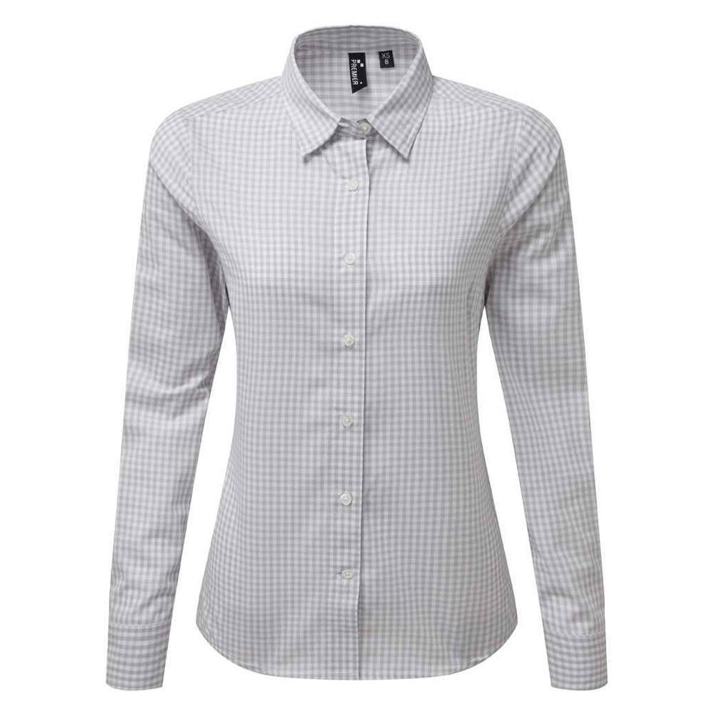 PREMIER Camisa de manga comprida axadrezada Maxton para senhora/senhora Prateado /