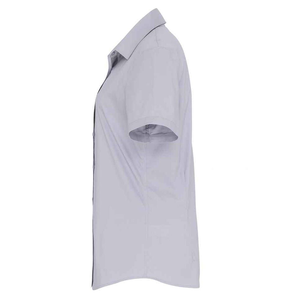 Camisa de manga curta Poplin de algodão para senhora e senhora (Prateado) 3/4