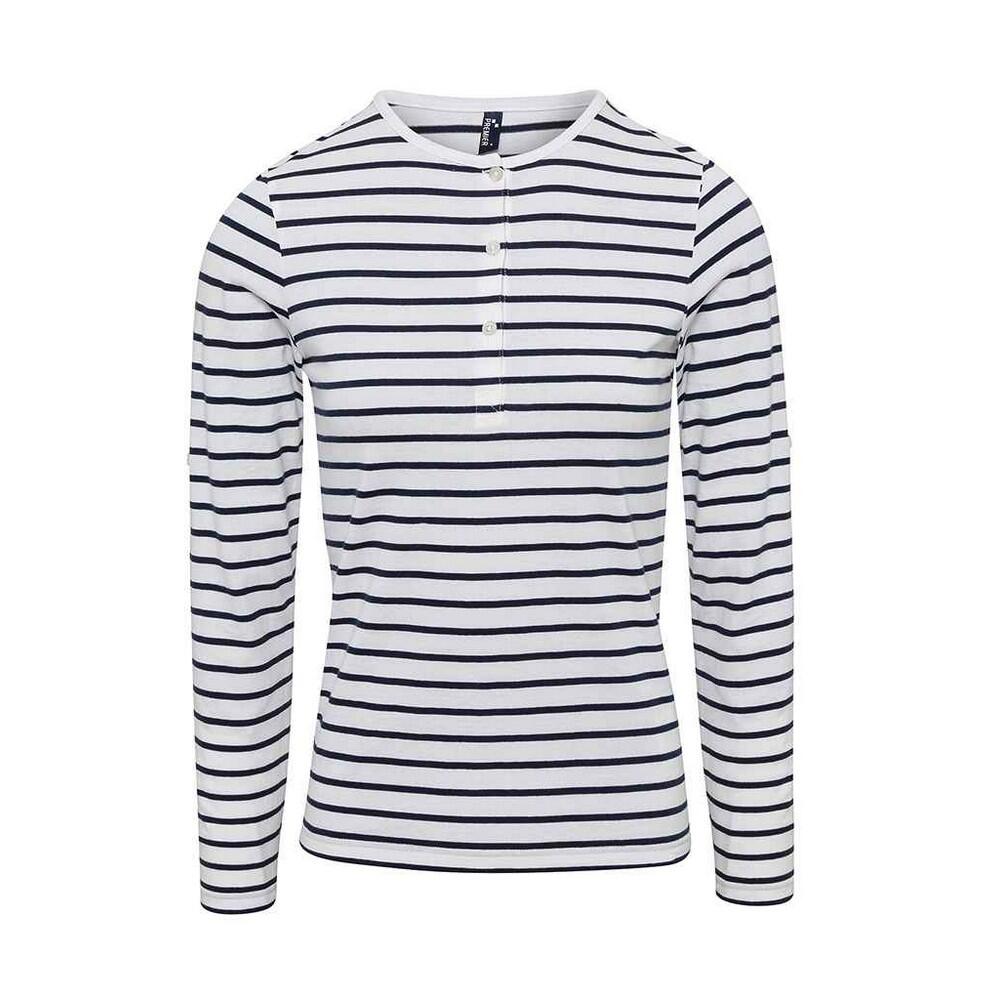 Premier - Tshirt Long John Femme (blanc / Bleu Marine) - T-shirt Manches Courtes - Blanc|bleu - 42 M/l - Decathlon