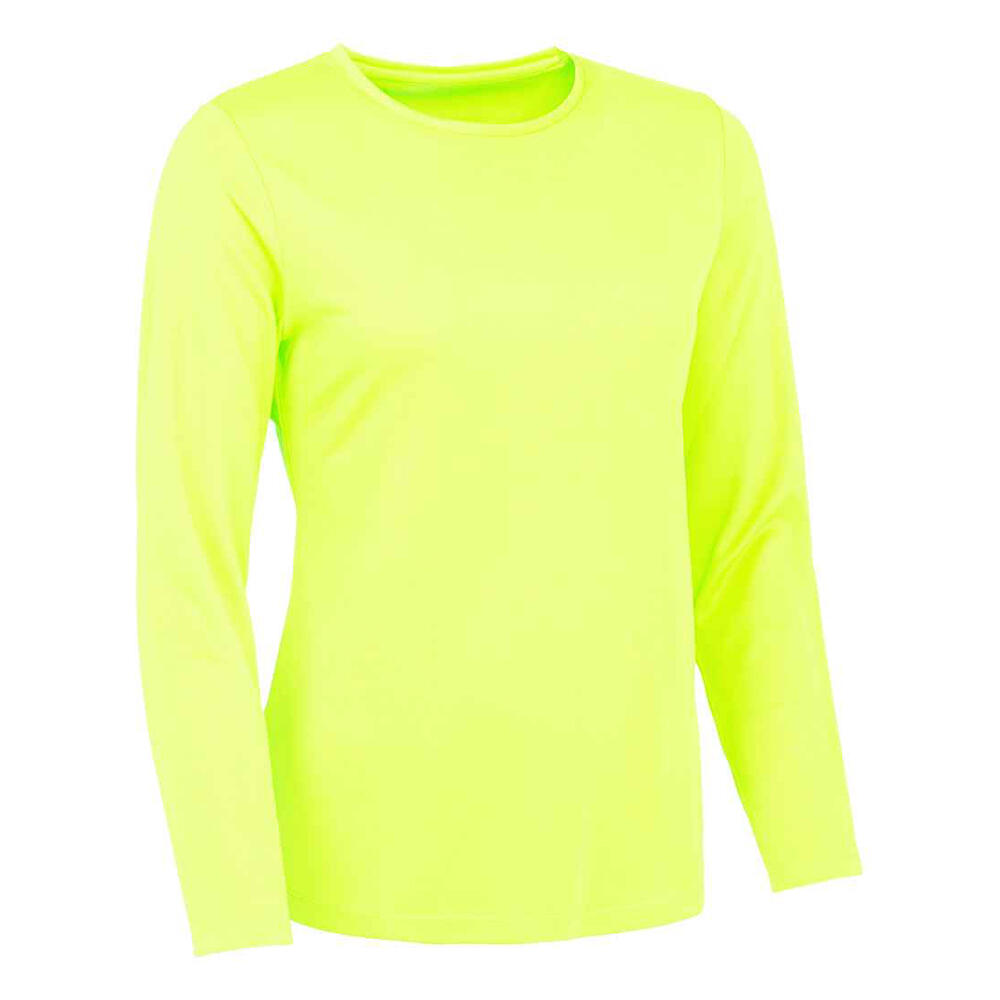 Camiseta Lisos de Manga Larga para Mujer Amarillo Eléctrico 2/2