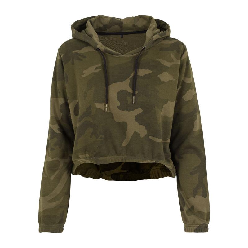 Sweat Court À Capuche Femme (Vert Camouflage)