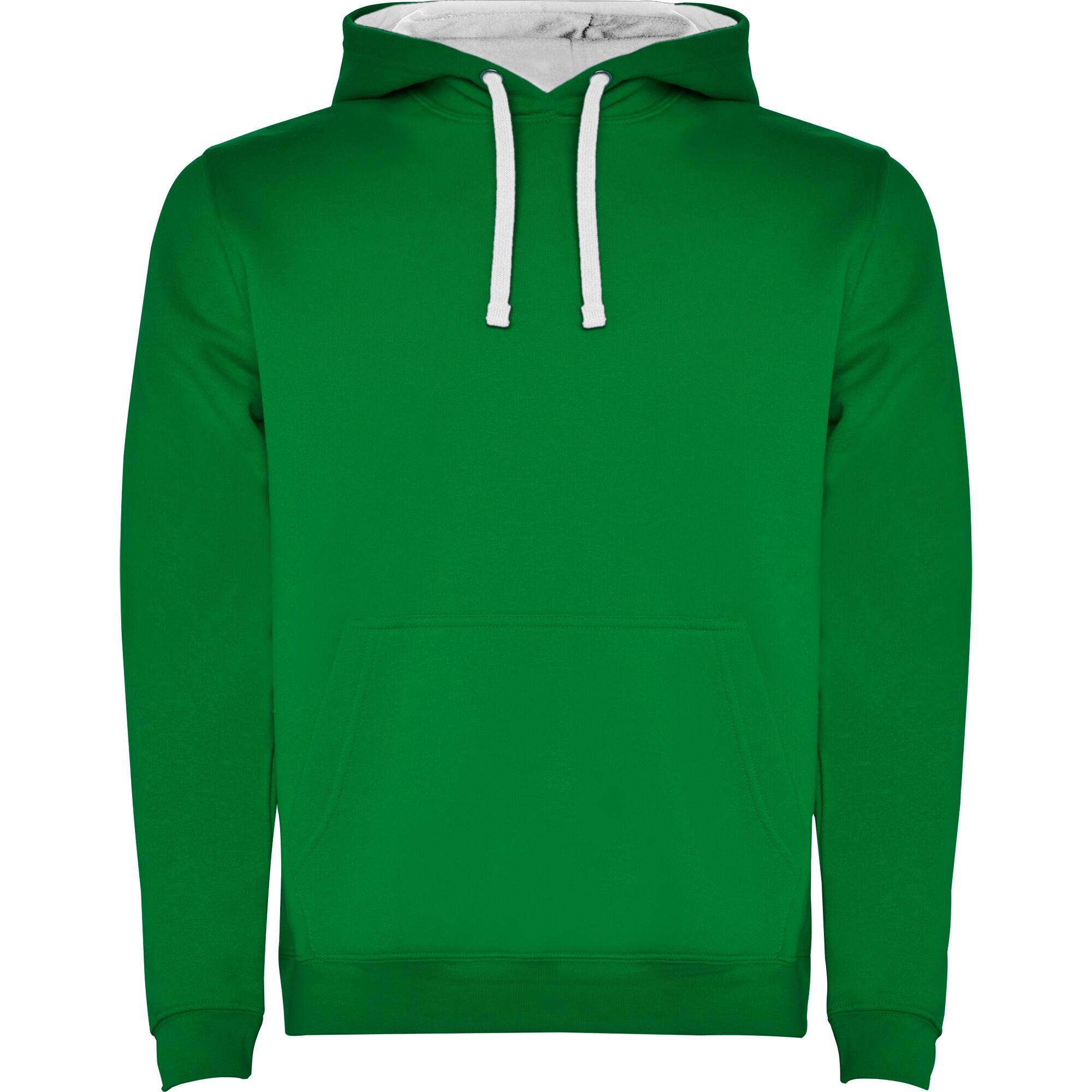 ROLY Camisola com capuz com cordão Urban para crianças e jovens Kelly Green/White