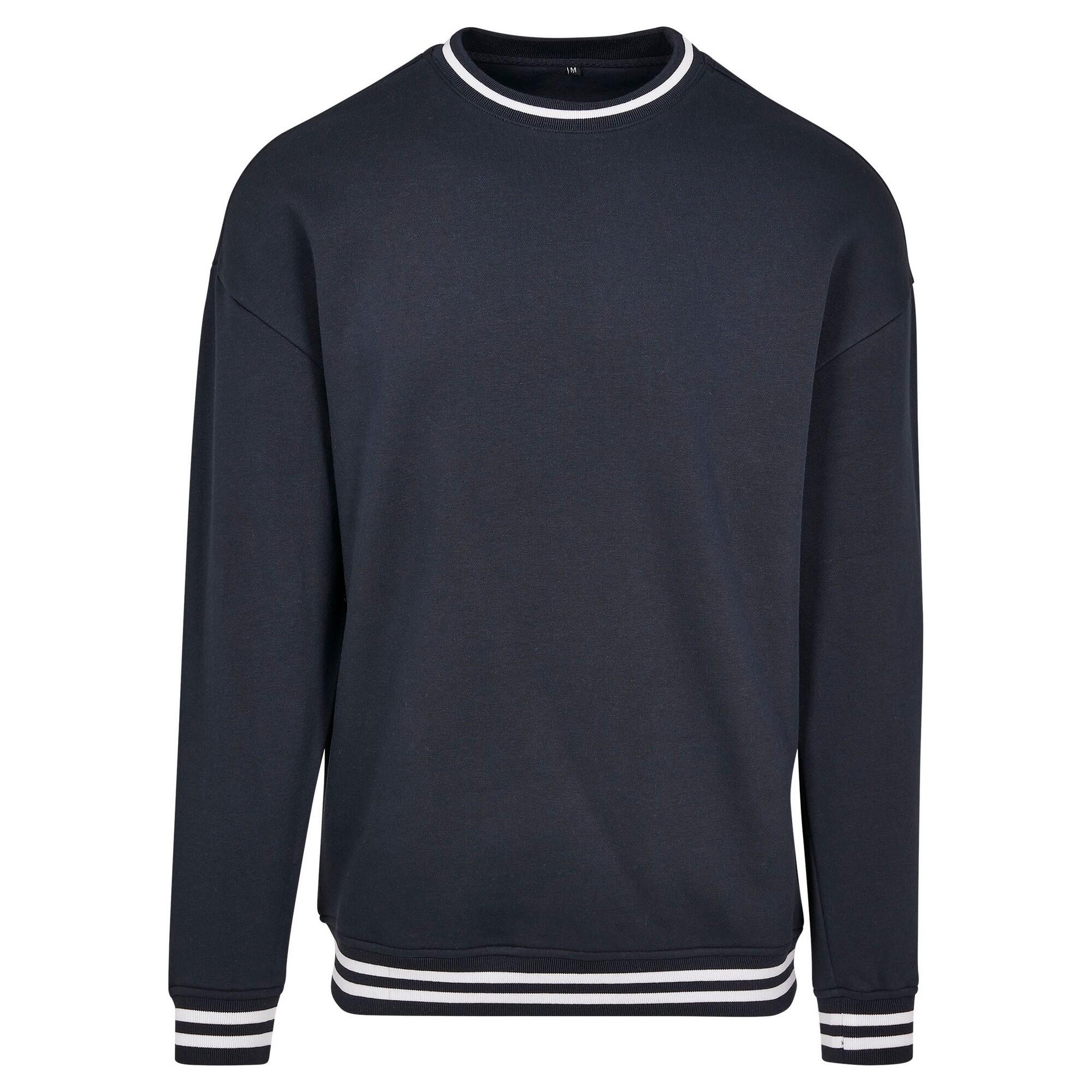 BUILD YOUR BRAND Uniseks Adult College Sweatshirt (Marine / Wit)