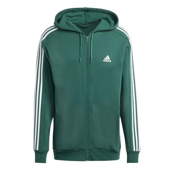 Felpa Adidas con Cappuccio Essentials Fleece 3-Stripes Full-Zip da Uomo