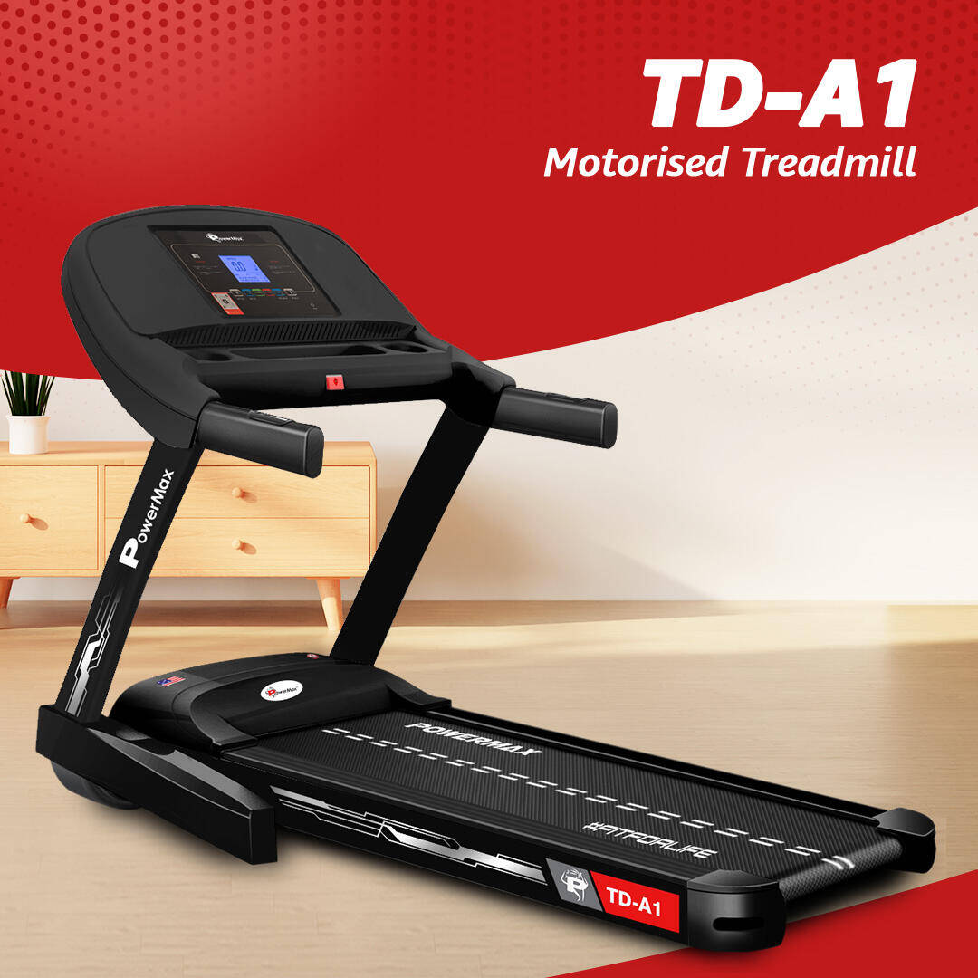 PowerMax Fitness TD-A1 (4 HP Peak) Motorised Foldable Auto-Incline Treadmill for Home User Wt. 115kg, Top Speed 14 kmph, Running -  2