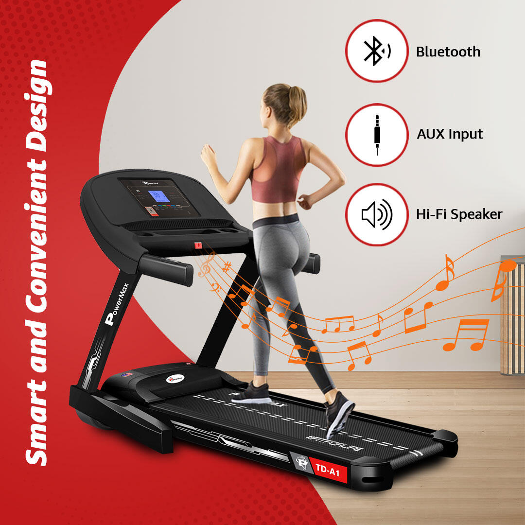 PowerMax Fitness TD-A1 (4 HP Peak) Motorised Foldable Auto-Incline  Treadmill for Home User 115kg, Top Speed 14 kmph, Running