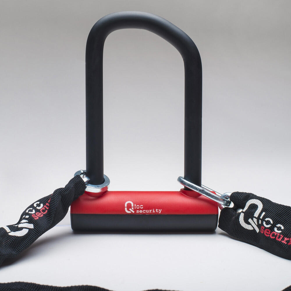 Cadeado em U - Ø14 - 75/150mm - com corrente Ø8 / 900mm e suporte 4/7
