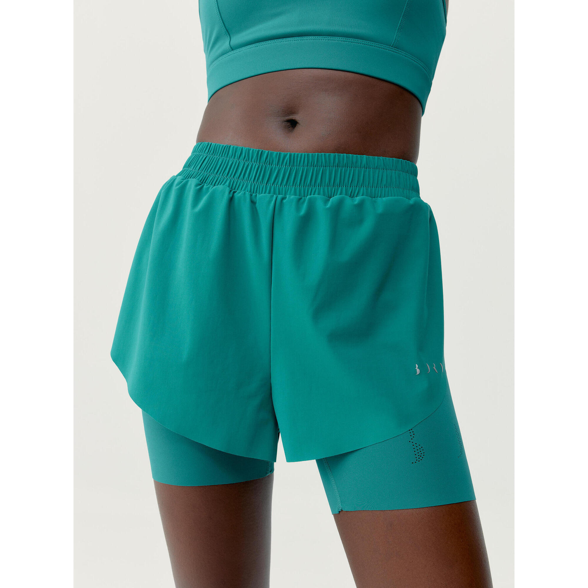 Born Living Yoga - Short De Sport Femme Bikila Born Living Yoga - Short - Bleu|gris|vert - S - Decathlon