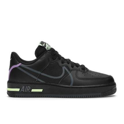Nike Air Force 1 Low React Black Violet Star Barely Volt