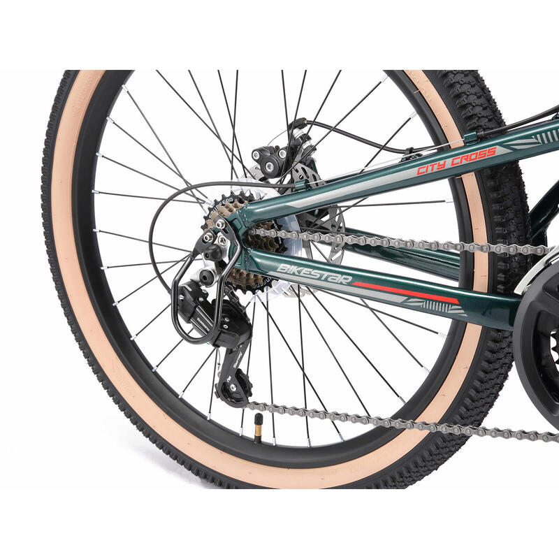 VTT 24" aluminium, vélo enfant 9 ans, semi-rigide, 21 vitesses, frein à disque