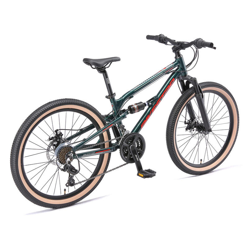VTT 24" aluminium, vélo enfant 9 ans, semi-rigide, 21 vitesses, frein à disque