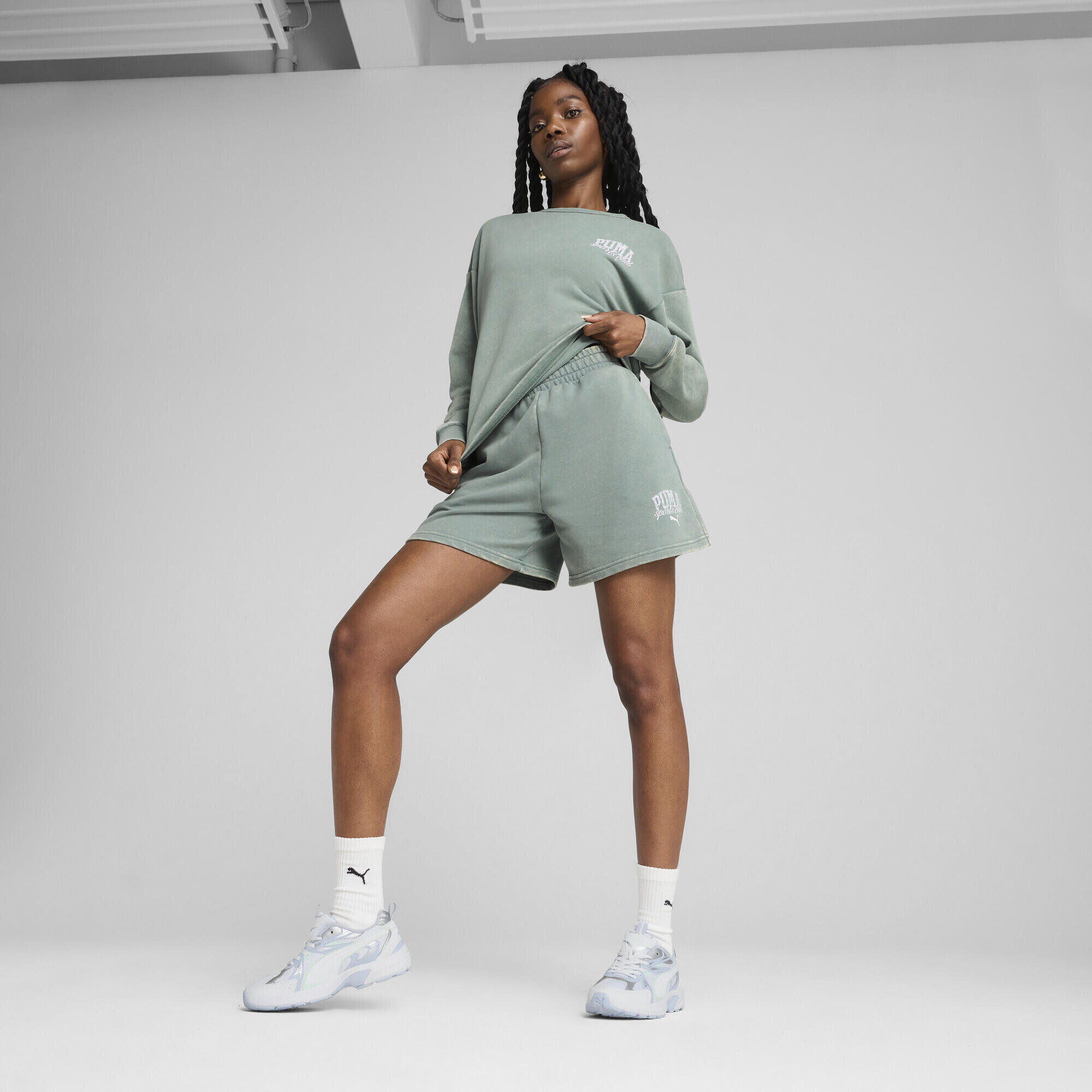 Suéter de Corrida Mulher PUMA Class Bequemer Crewneck PUMA Green Moon 4/7