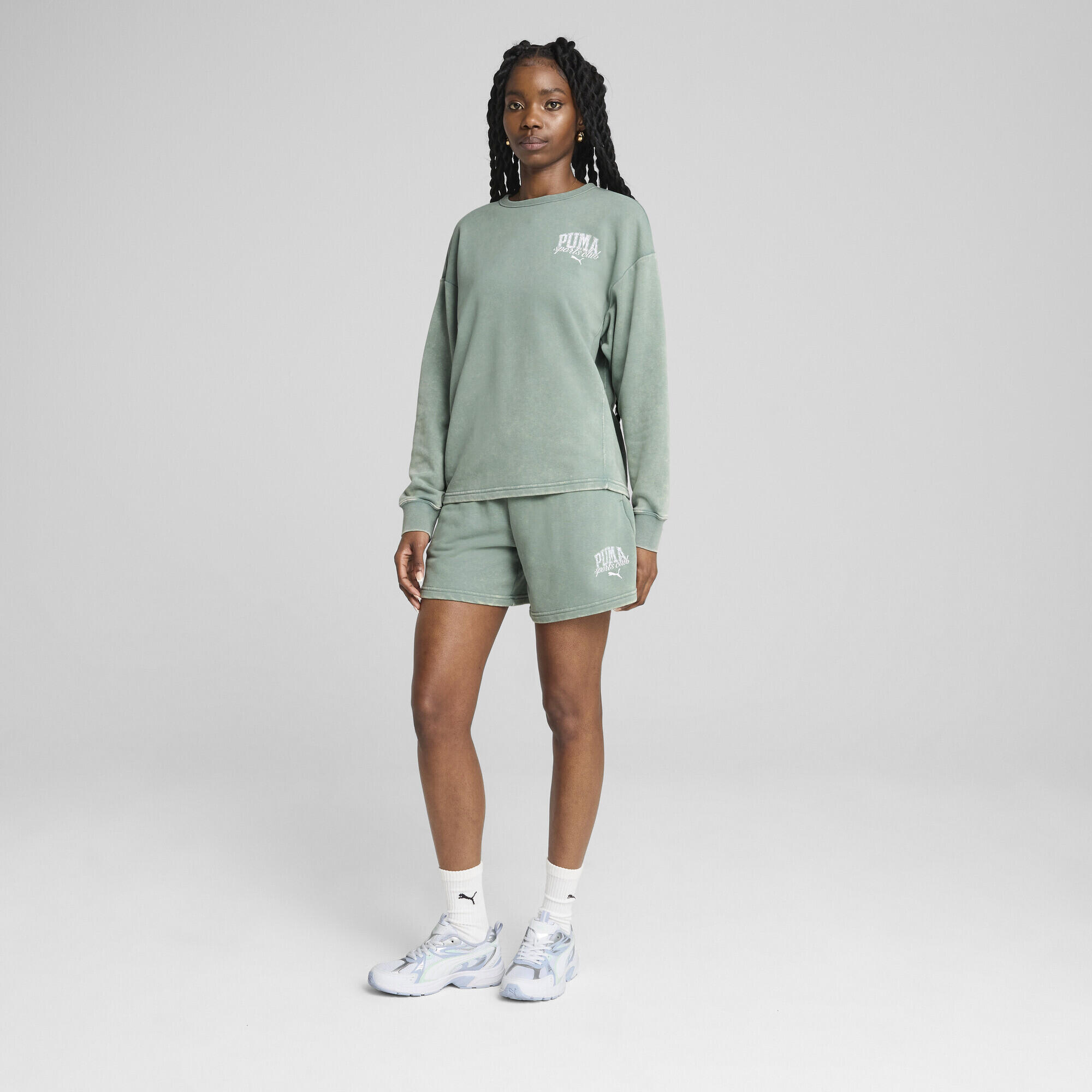 Suéter de Corrida Mulher PUMA Class Bequemer Crewneck PUMA Green Moon 6/7