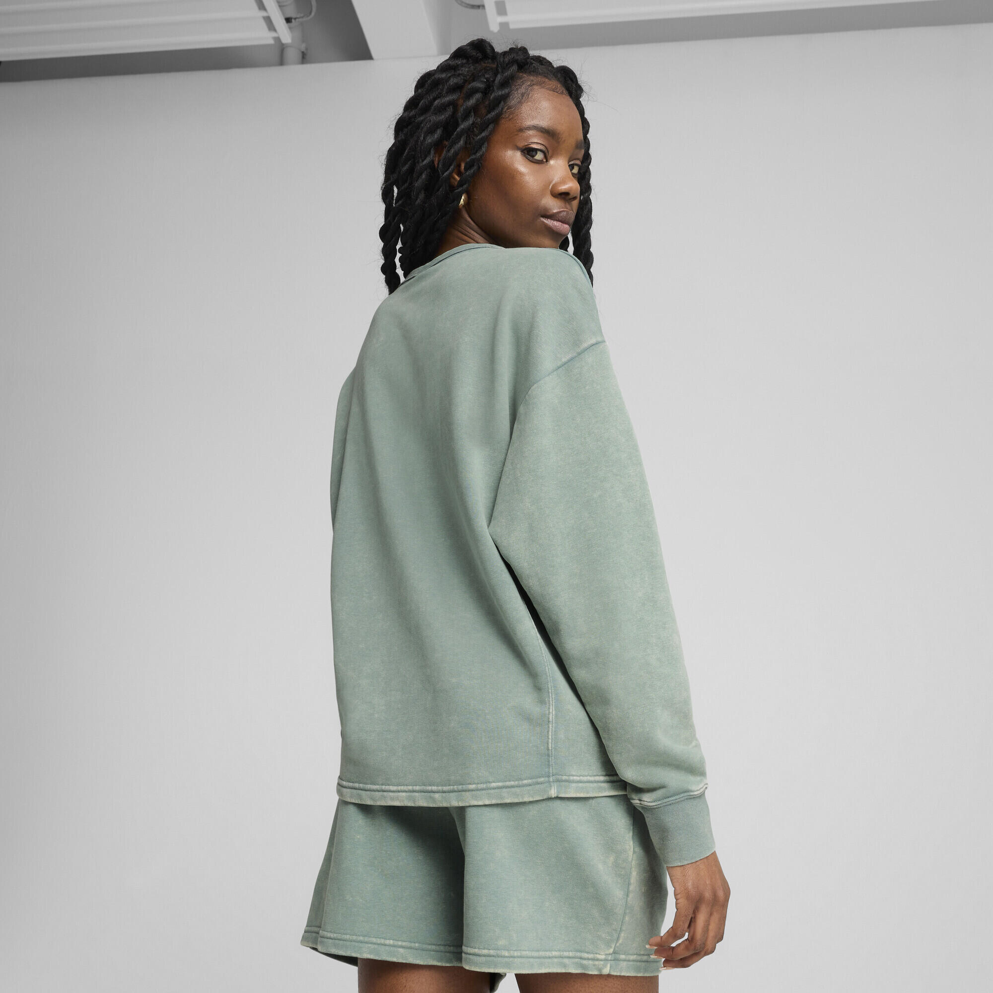 Suéter de Corrida Mulher PUMA Class Bequemer Crewneck PUMA Green Moon 3/7