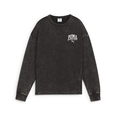 Puma class comfortabele verwassen top met ronde hals voor dames puma green moon
