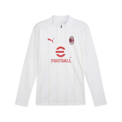 Maglia pre-partita AC Milan con zip corta da uomo PUMA White Putty Beige