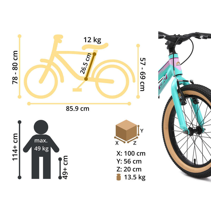 Vélo enfant 18 pouces à partir de 5 - 7 ans, VTC Mountain