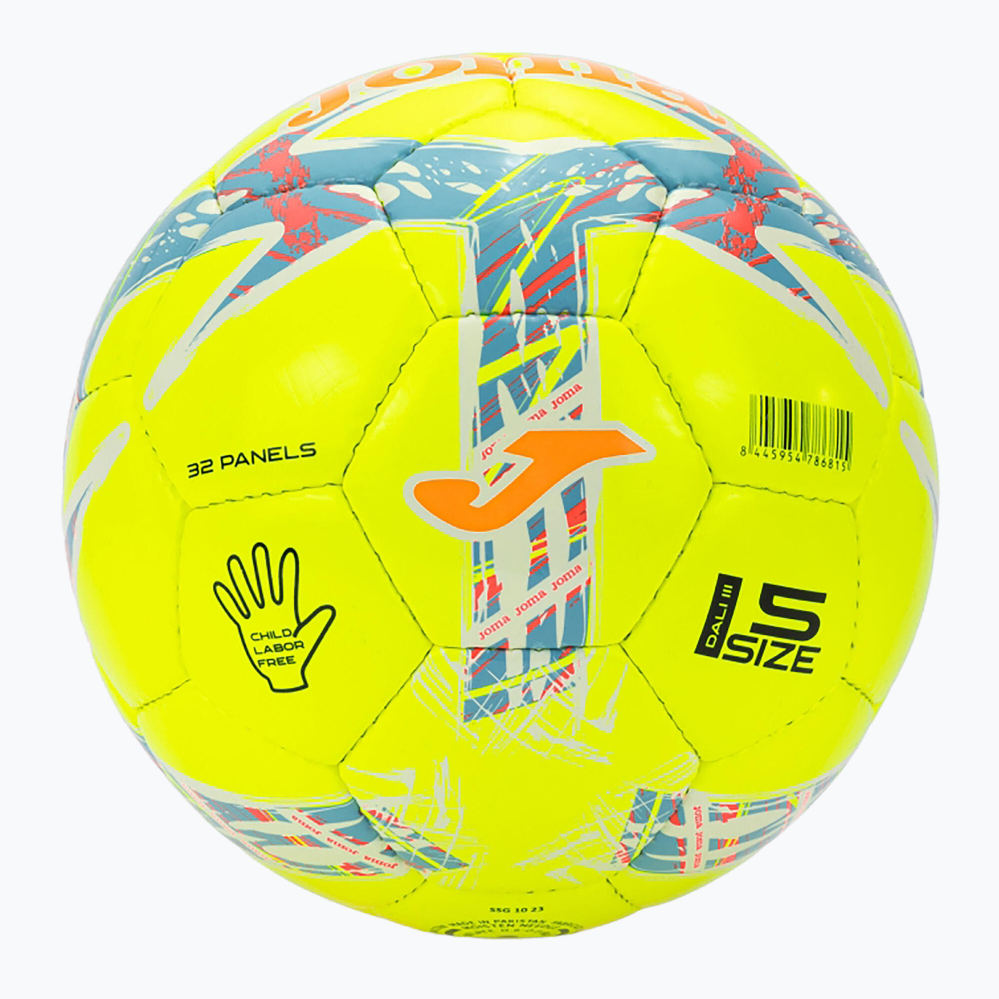 Balón de Fútbol Joma Dali III Fluorescente Amarillo-Turquesa Tamaño 5 2/3