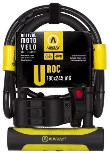 Zapięcie U-LOCK U-ROC z linką 100cm - 180 x 245mm, średnica bolca 14mm AUVRAY