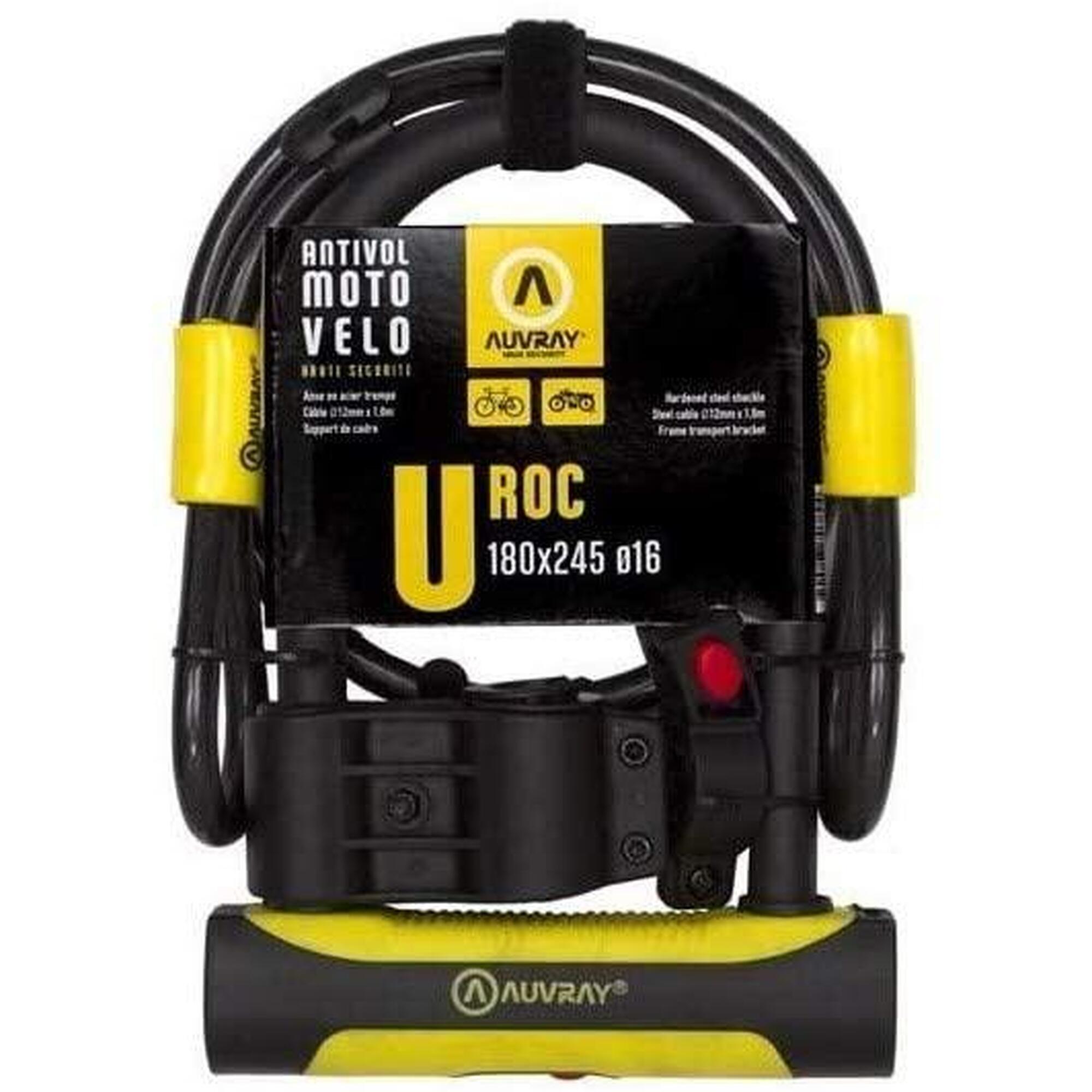 AUVRAY Zapięcie U-LOCK U-ROC z linką 100cm - 180 x 245mm, średnica bolca 14mm AUVRAY