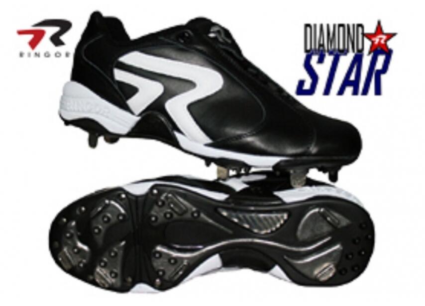 RINGOR Diamond Star Metal Softball Cleats PTT (Zwart)