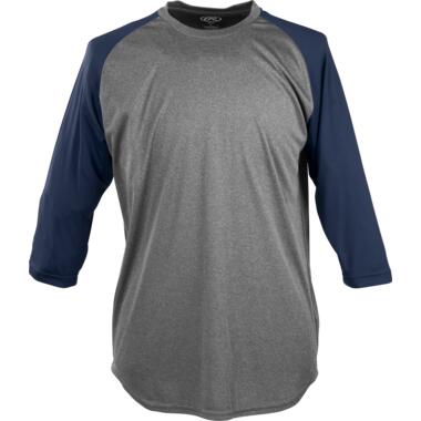 RAWLINGS Camiseta de rendimiento Rawlings RTT34 de manga 3/4 (talla L), color azul marino