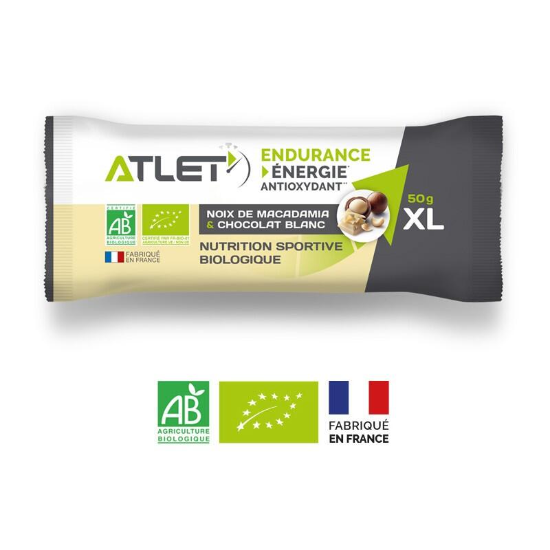 Atlet - Barre Énergétique Biologique Noix De Macadamia & Chocolat Blanc 50g - Barre Énergétique - 50 G - Decathlon