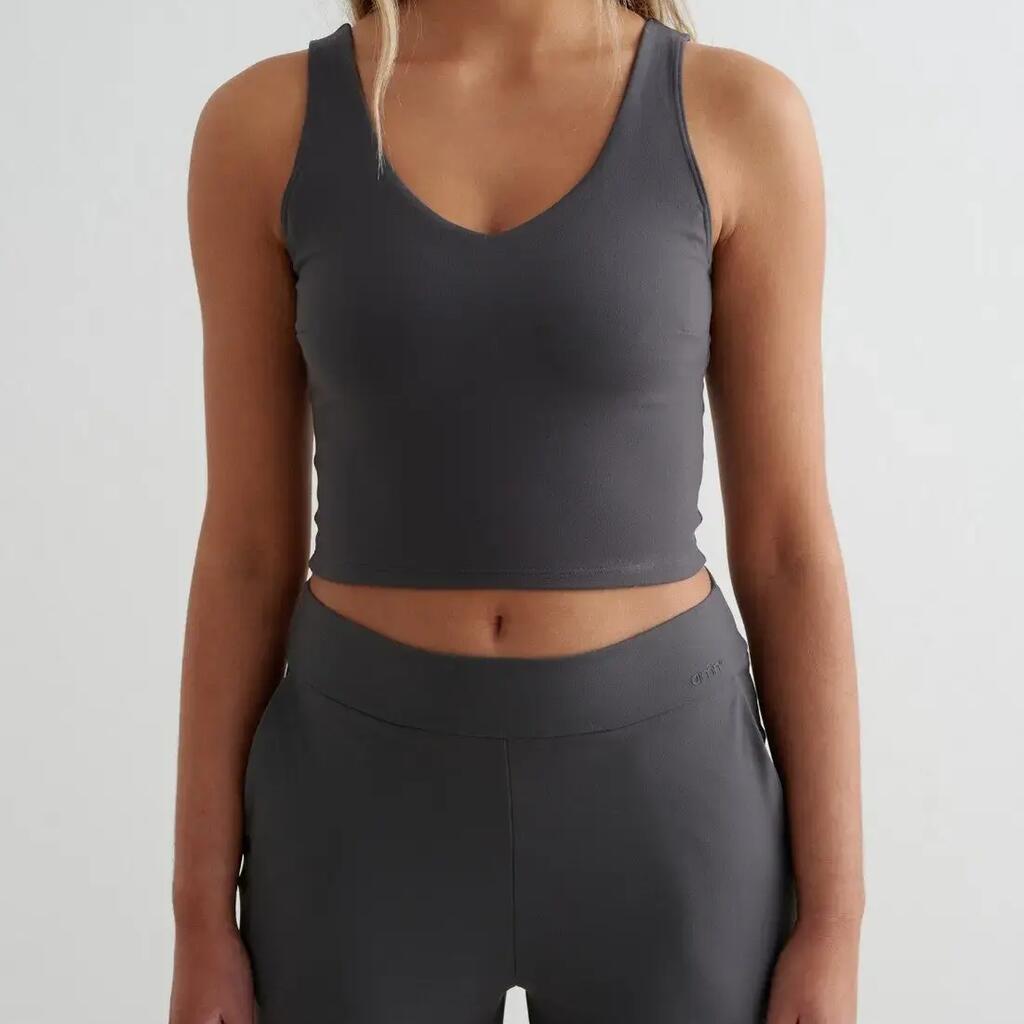 Women's Sports Bra Fully Lined Removable Pads V-Neck Sense Shadow Grey