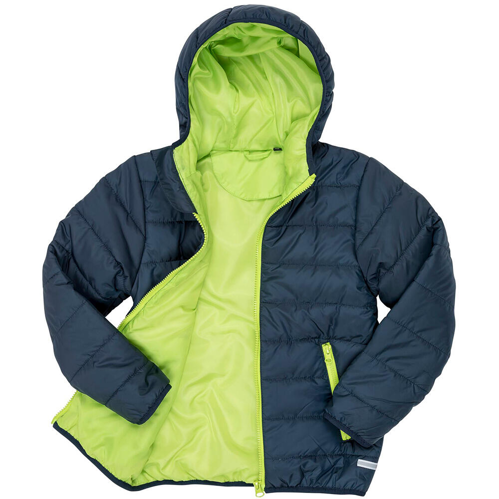 Core Childrens/Kids Junior Padded Showerproof & Windproof Jacket (Navy/Lime) 3/4