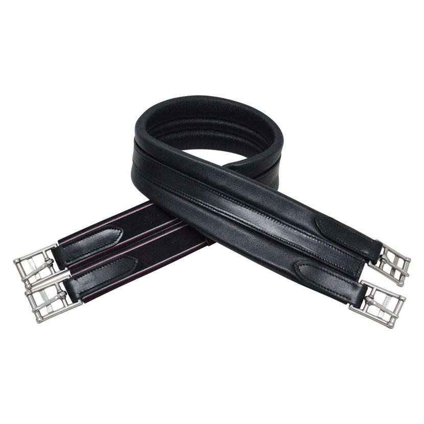 HY COMFORT Leather Padded Double Elasticated Atherstone Girth (Black)