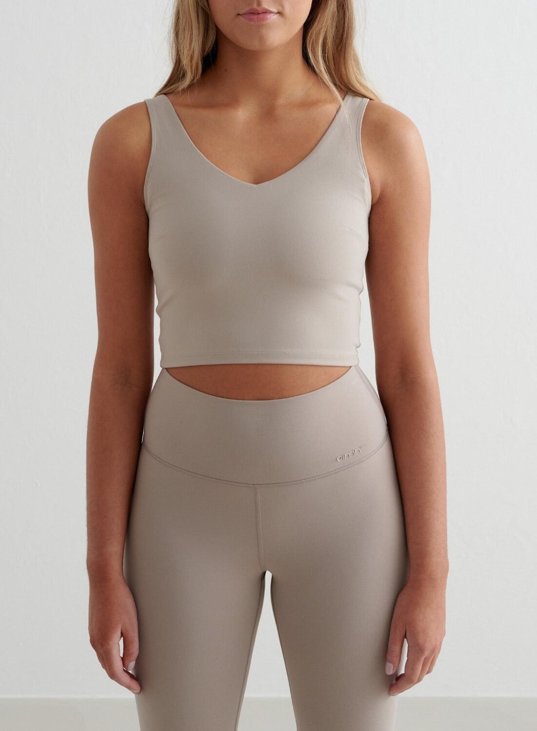 AIM'N Damen Yoga Sport-BH mit V-Ausschnitt Bralette Dunkelbeige