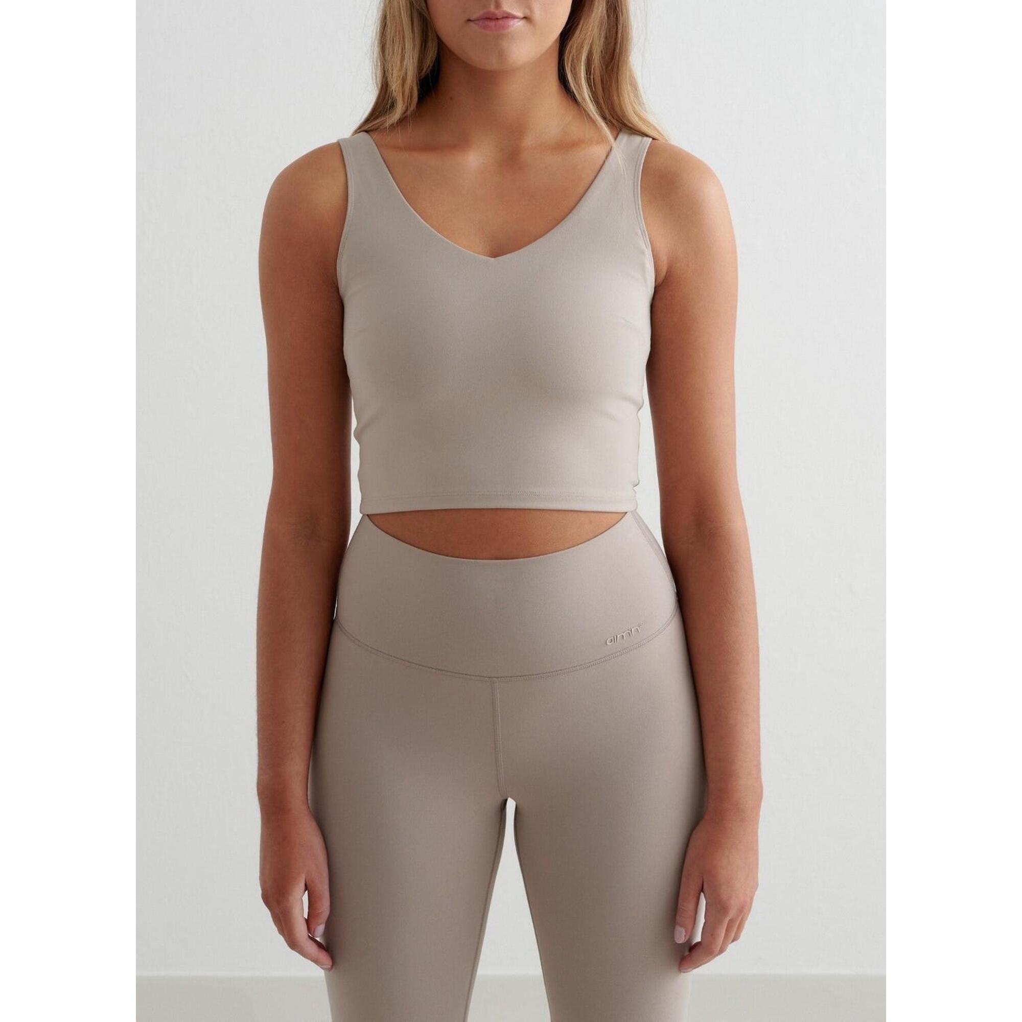 Aim'n - Femme Yoga Soutien-gorge De Sport À Col En V Bralette Beige Foncé - Brassière - Beige - 48 Xl - Decathlon