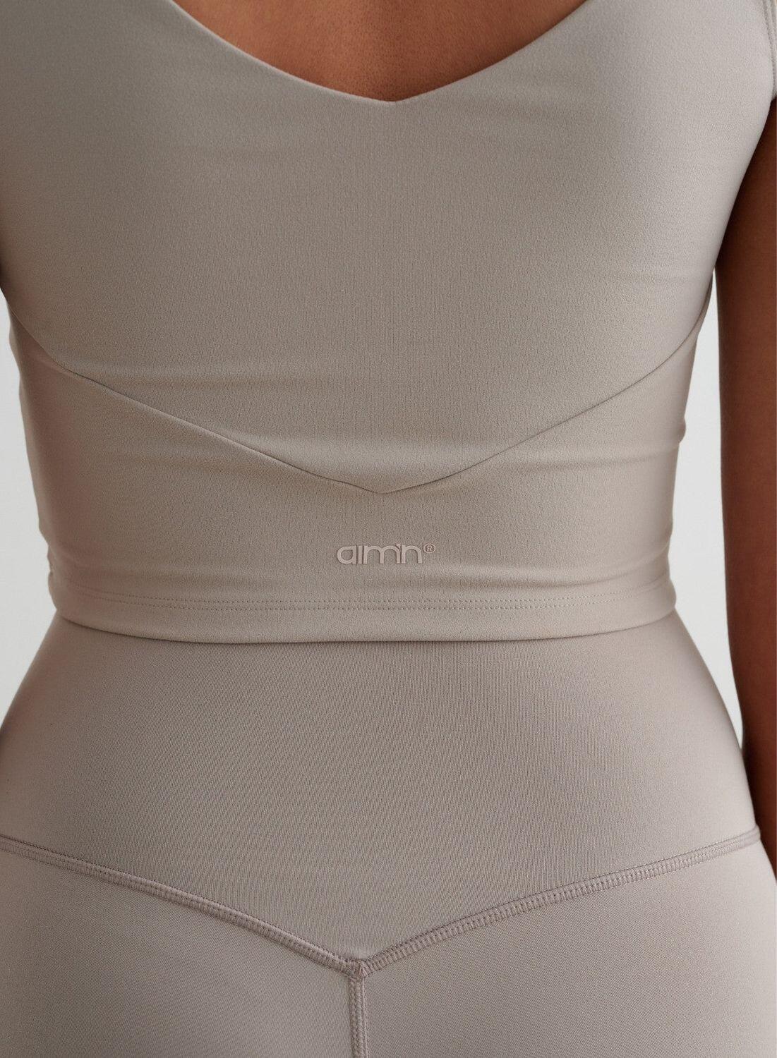 Femme Soutien-gorge de sport à col en V Bralette Beige Foncé 4/4