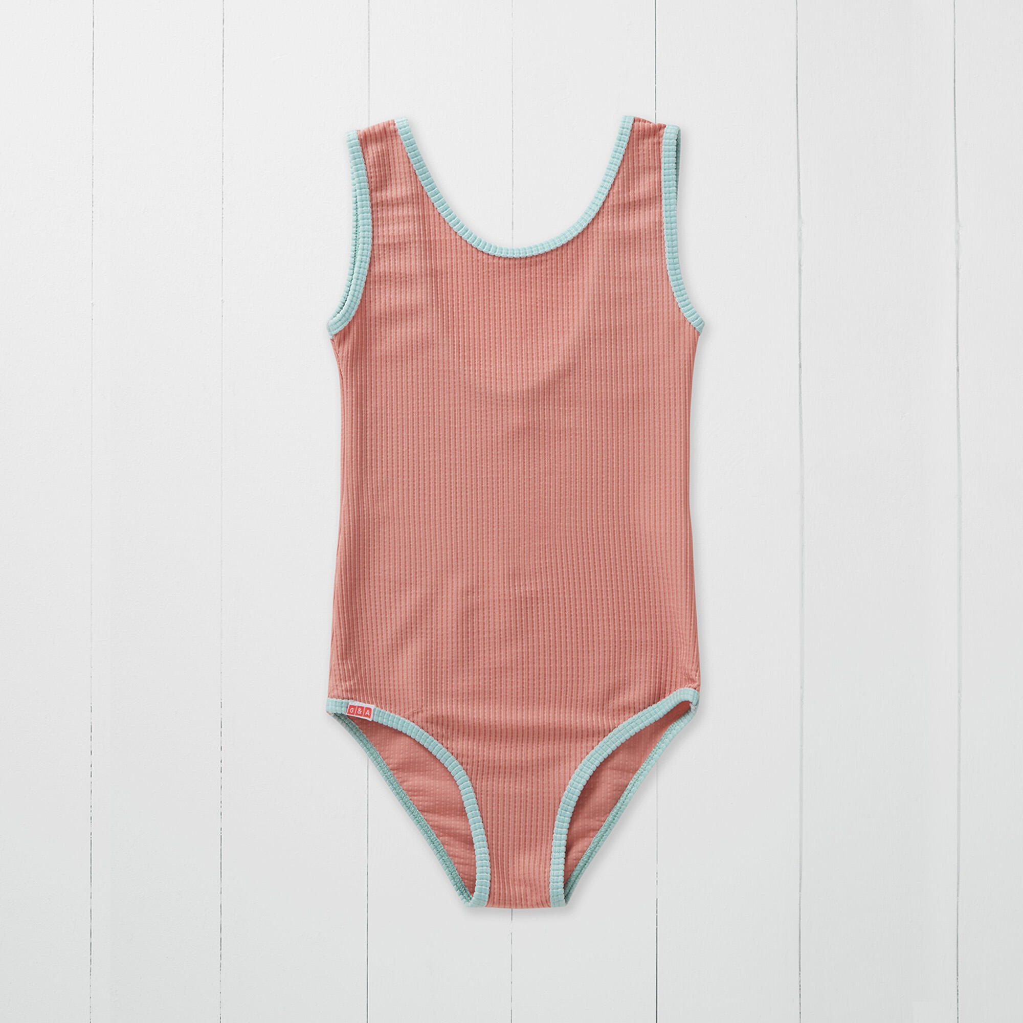 Rose Ribbed Kids Swimsuit 1/2