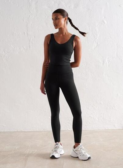 Damskie legginsy z wysokim stanem, squat proof, dla niskich Sense czarne