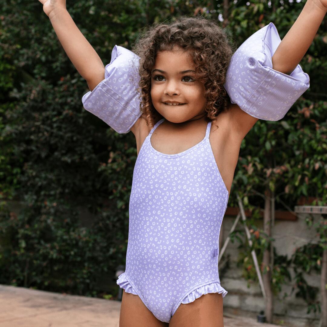 Swim Essentials | Costume Panterato intero bambina anti-UV Lilla 3/4
