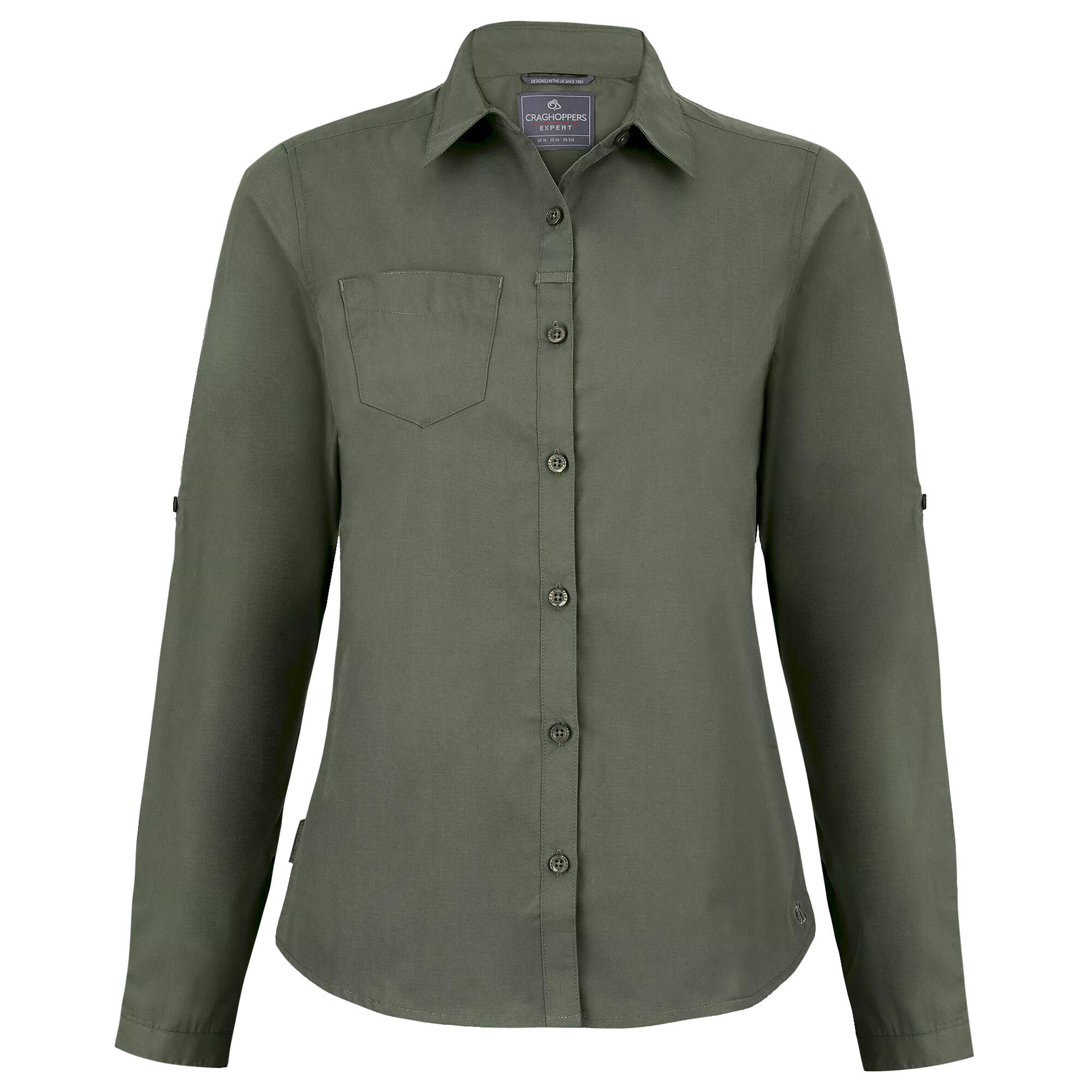 CRAGHOPPERS Camisa de manga comprida Kiwi Expert Mulheres/Ladies Verde Cedro Escuro