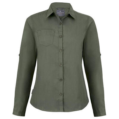 Dames expert kiwi shirt met lange mouwen (donker ceder groen)