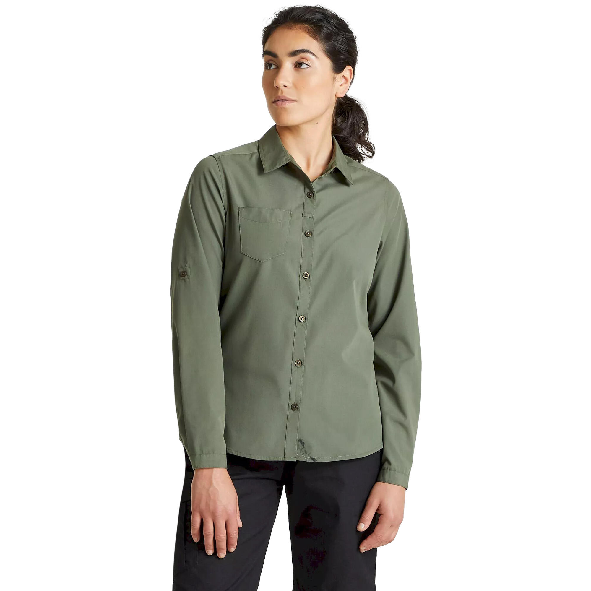 Camicia Manica Lunga Donna Craghoppers Expert Kiwi Verde Cedro Scuro 4/5