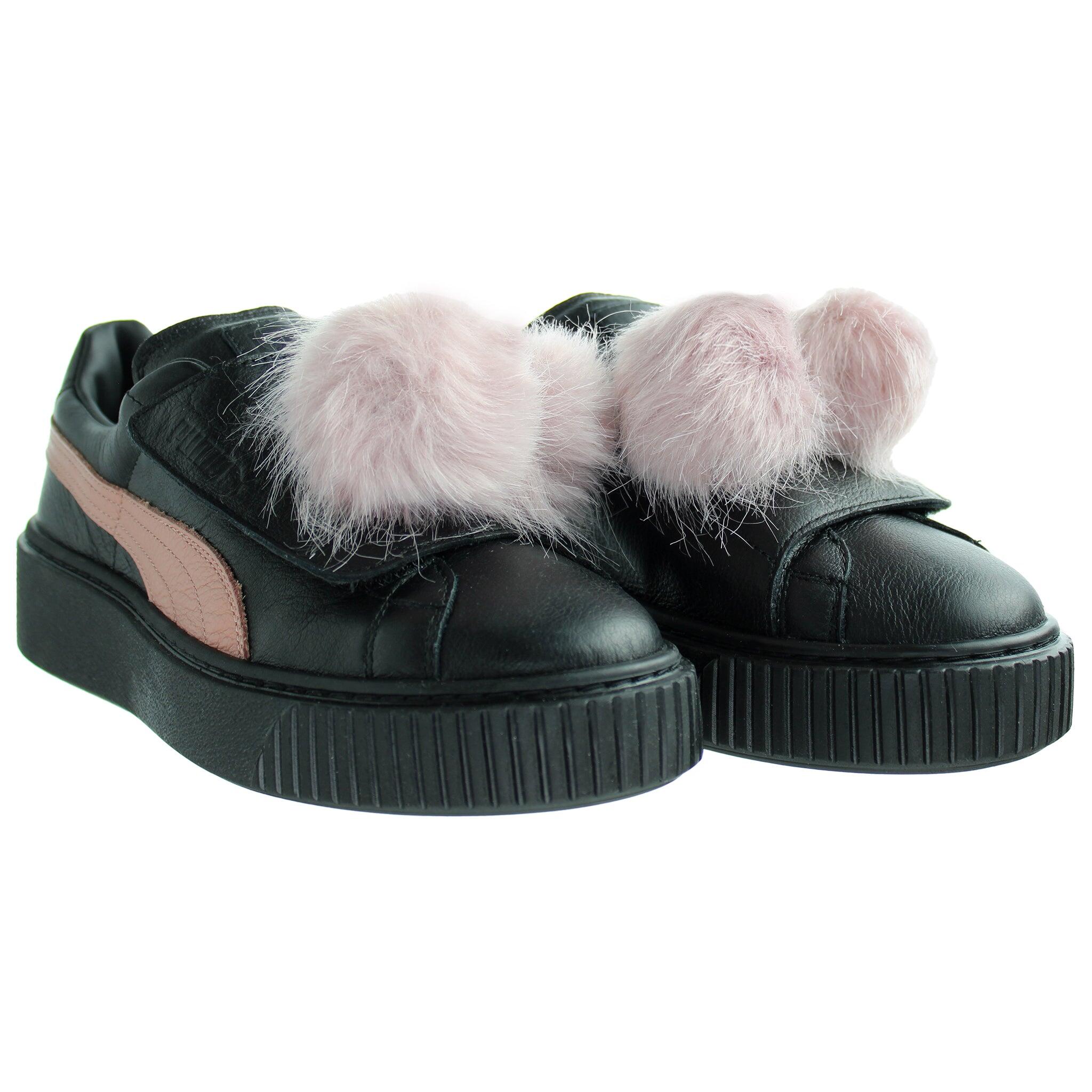 Puma Basket Platform PomPom Womens Black Trainers 5/5
