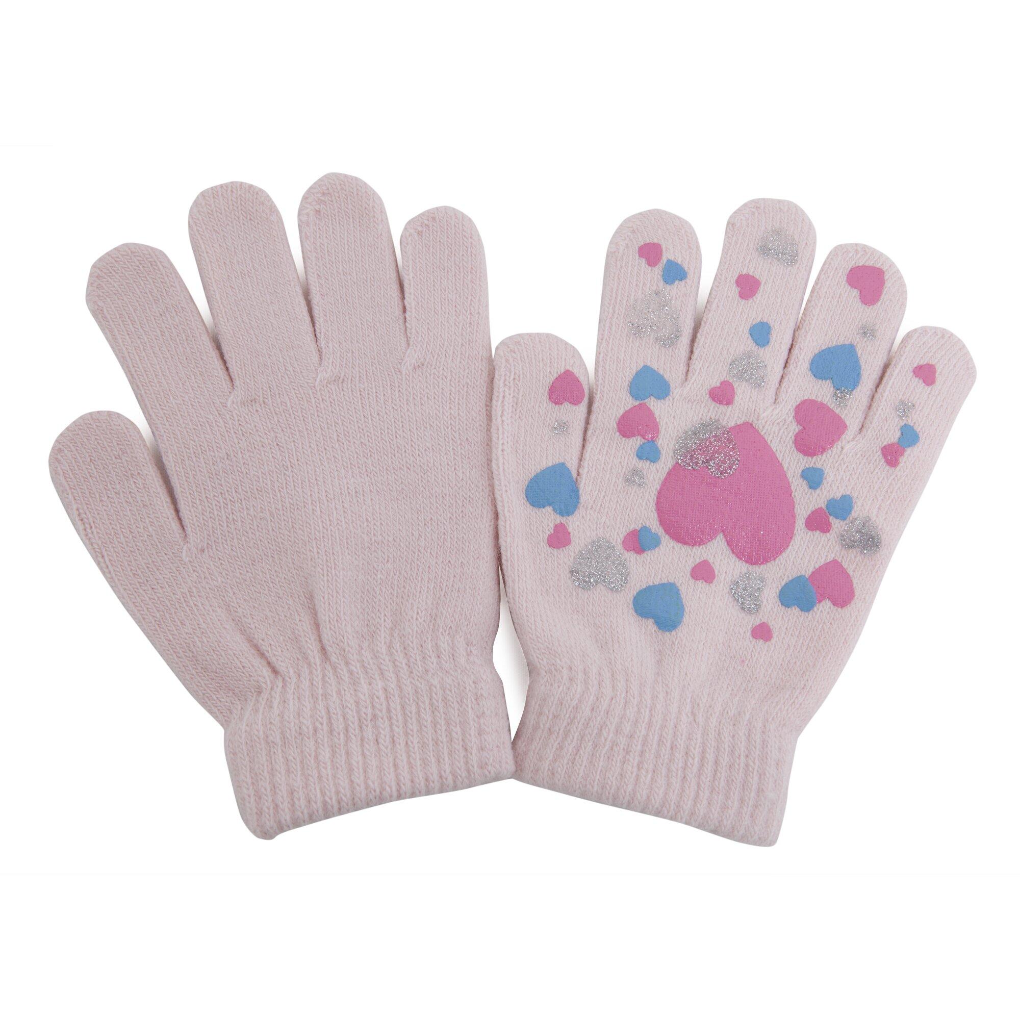 UNIVERSAL TEXTILES Girls Fun Winter Magic Gloves With Rubber Print (Baby Pink)