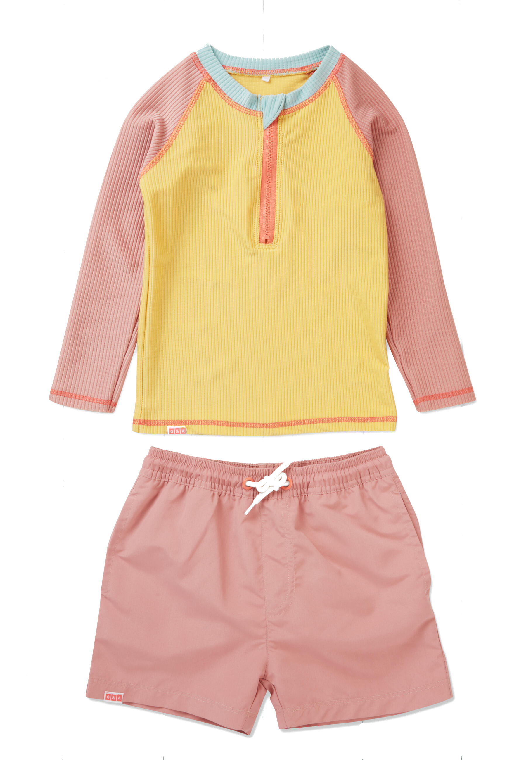 Ochre Ribbed Kids Long Sleeve Rash Vest 2/2
