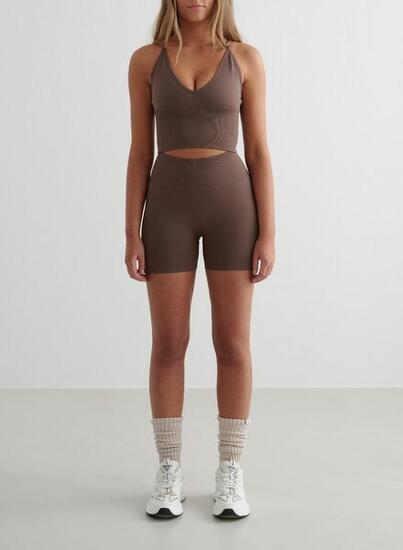Femme Yoga Short Mini Sans Couture Marron